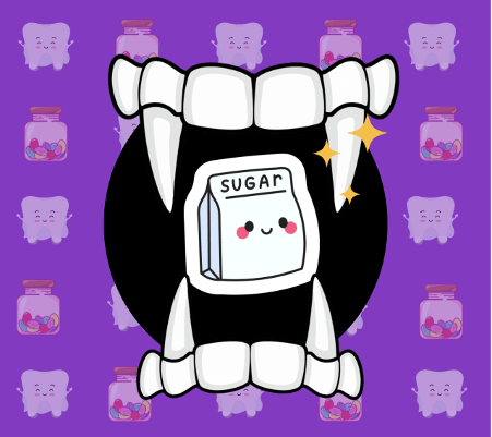 halloween vampire teeth biting down on sugar
